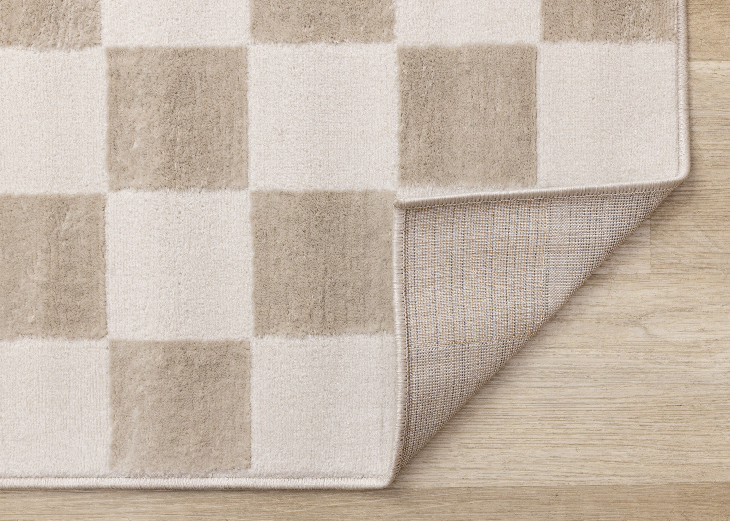 Logan Modern Checkered Area Rug - 8' X 11' - Beige/Cream