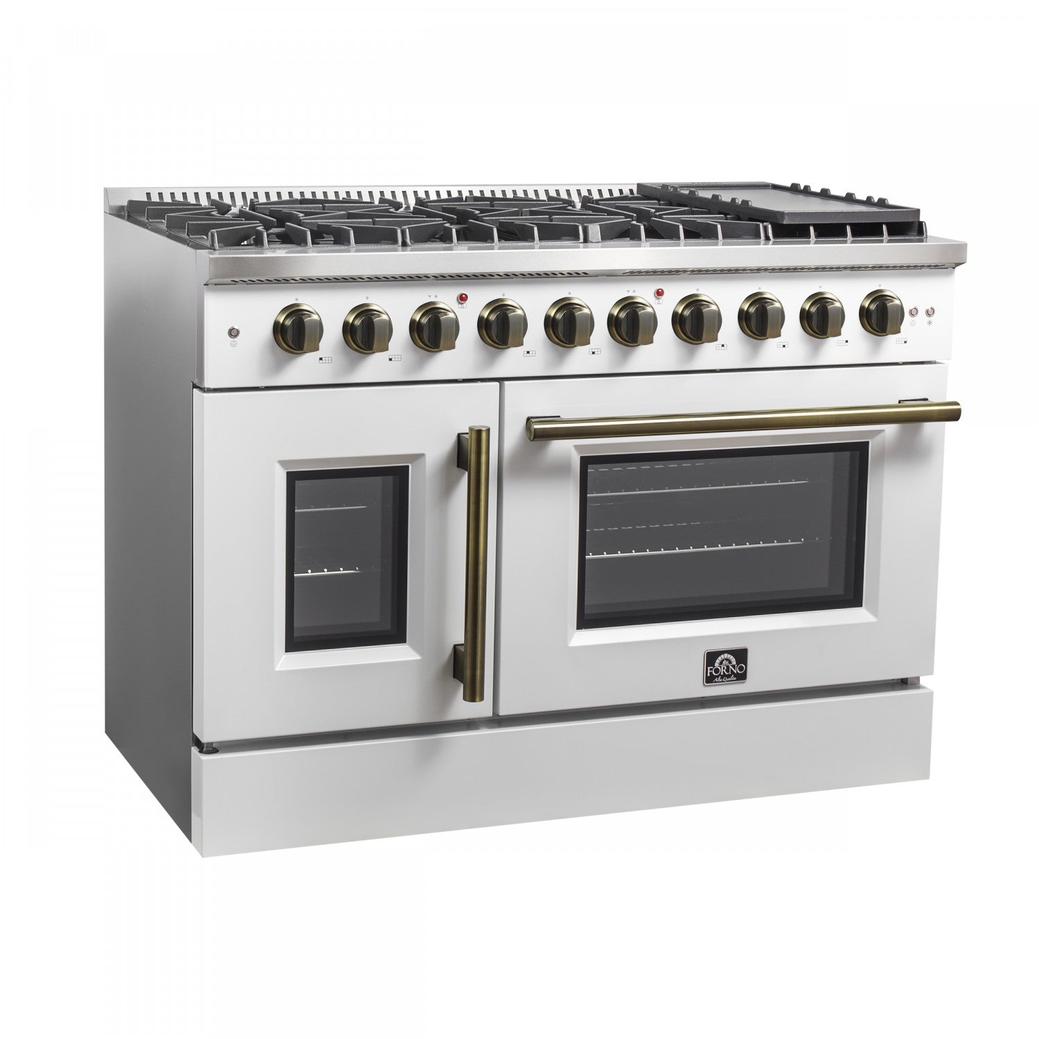 Forno Galiano 48" White Freestanding Double Oven Gas Range (6.58 Cu. Ft.) - FFSGS6444-48WHT