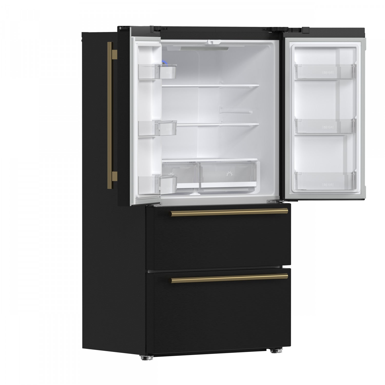 Forno Moena 36" 19.2 Cu.Ft. Black Counter-Depth French Door Refrigerator with Ice Maker - FFRBI1820-36BLK