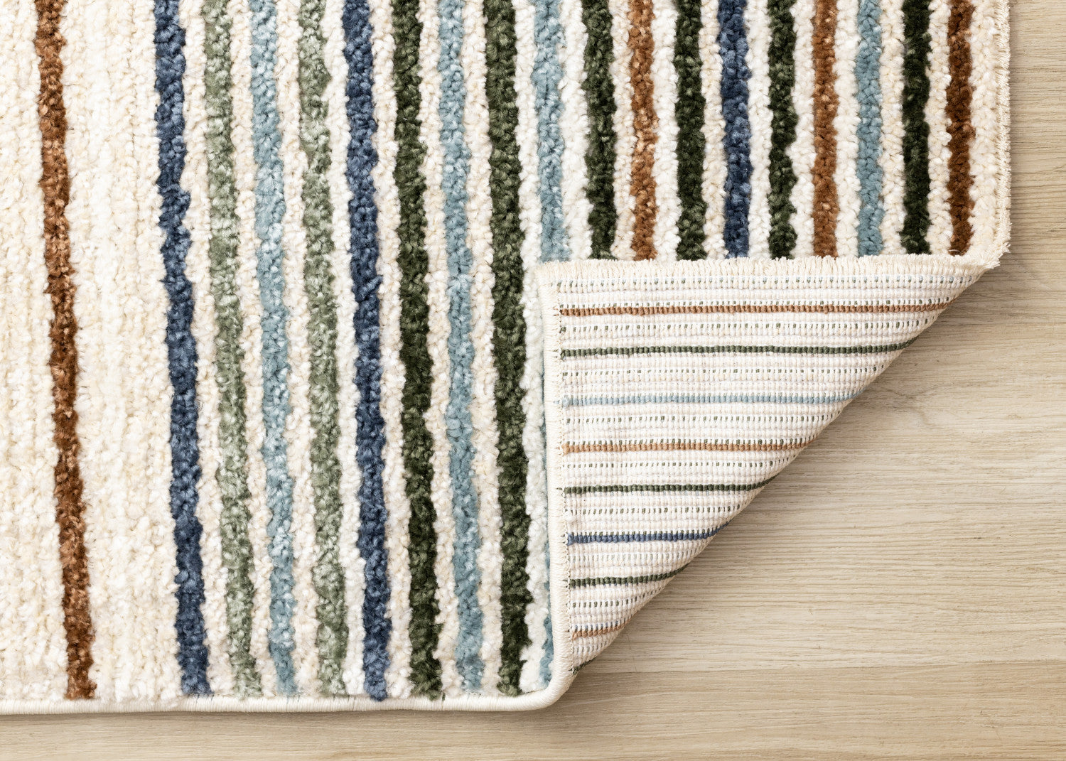 Nora Casual Contemporary Striped Area Rug - 5' X 8' - Cream/Blue/Yellow