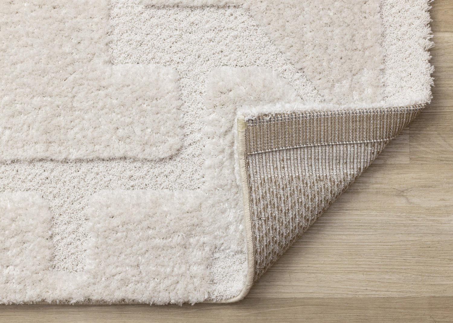 Luxury Plush Textured Shapes Area Rug - 5' X 8' - Cream