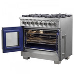 Forno Capriasca 36" Stainless Steel French Door Dual Fuel Range with True Convection (5.36 Cu. Ft.) - FFSGS6387-36
