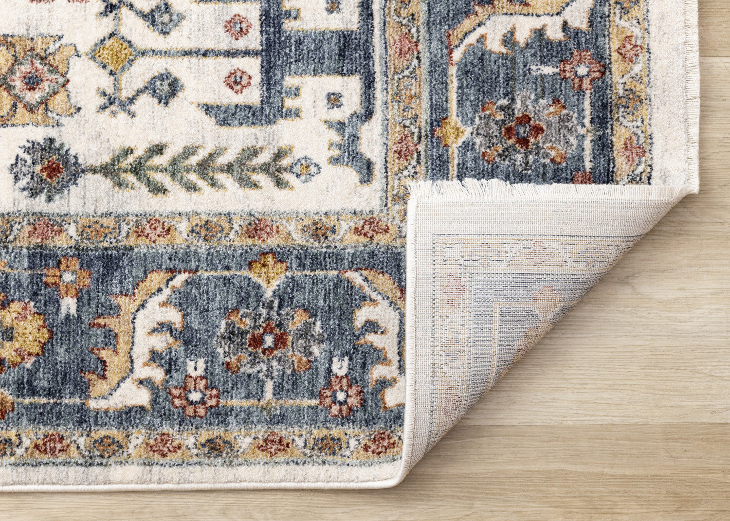 Macie Traditional Border Area Rug - 5' X 8' - Cream/Blue