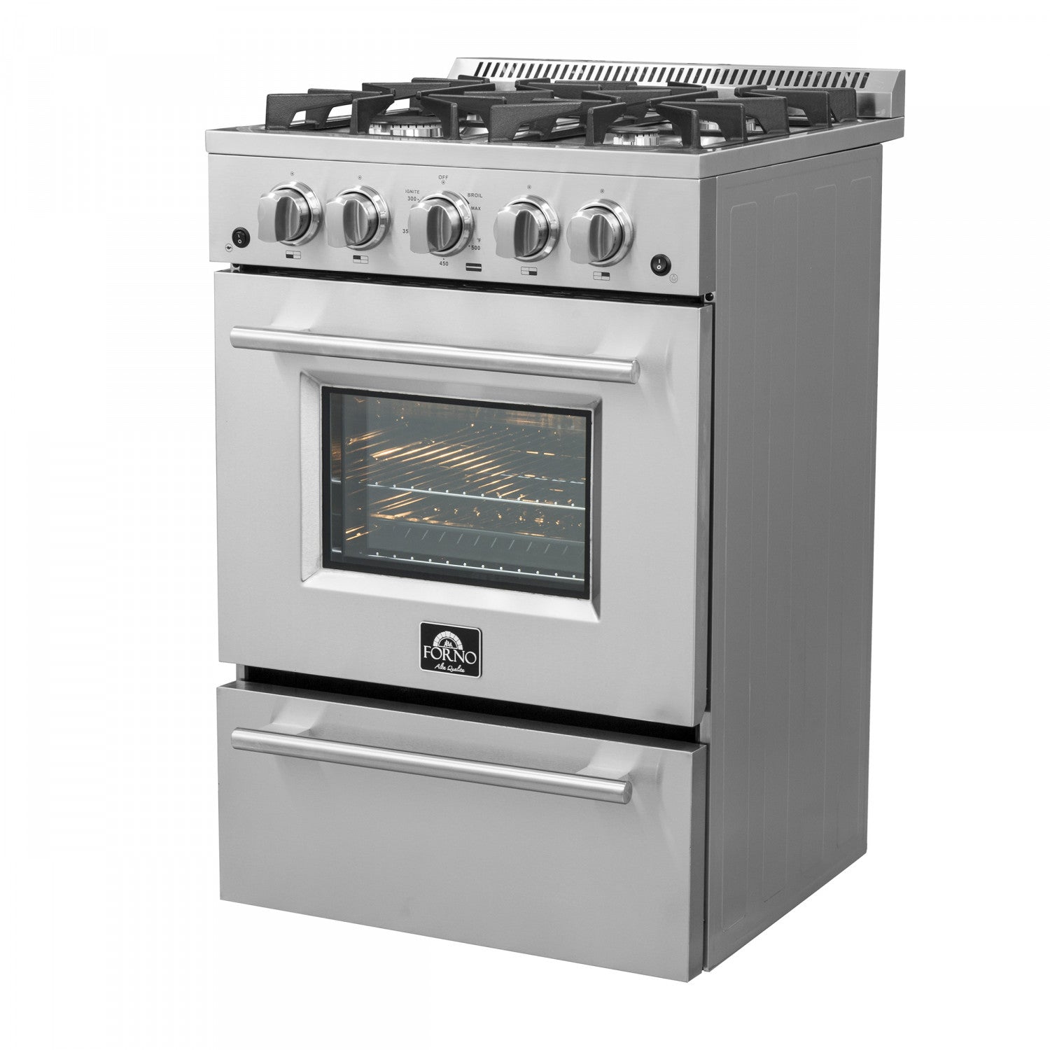 Forno Breno 24" Stainless Steel Freestanding Gas Range with Air Fry (2.3 Cu. Ft.) - FFSGS6290-24