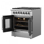 Forno Galiano 30" Stainless Steel French Door Dual Fuel Range with True Convection (4.32 Cu. Ft.) - FFSGS6356-30