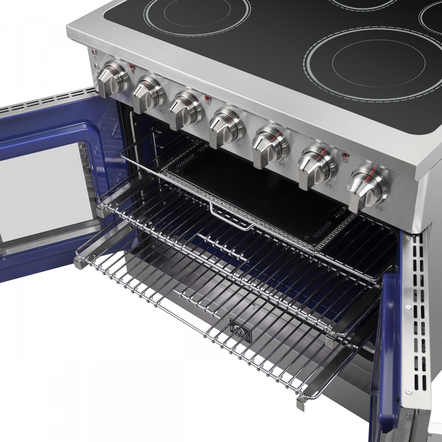 Forno Massimo 36" Stainless Steel French Door Electric Range with True Convection and Air Fry (5.36 Cu. Ft) - FFSEL6955-36