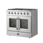Forno Galiano 36" Stainless Steel French Door Freestanding Gas Range (5.36 Cu. Ft.) - FFSGS6444-36