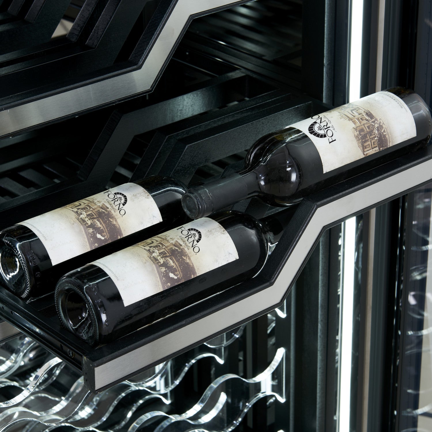 Forno Abruzzo 48" Stainless Steel 102 Bottle Dual Zone Wine Cellar with Clear Holders (24 Cu. Ft.) - FWCDR6611-48S