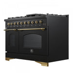 Forno Antico 48" Black Freestanding Dual Fuel Double Oven Range (5.5 Cu. Ft.) - FFSGS6113-48BLK