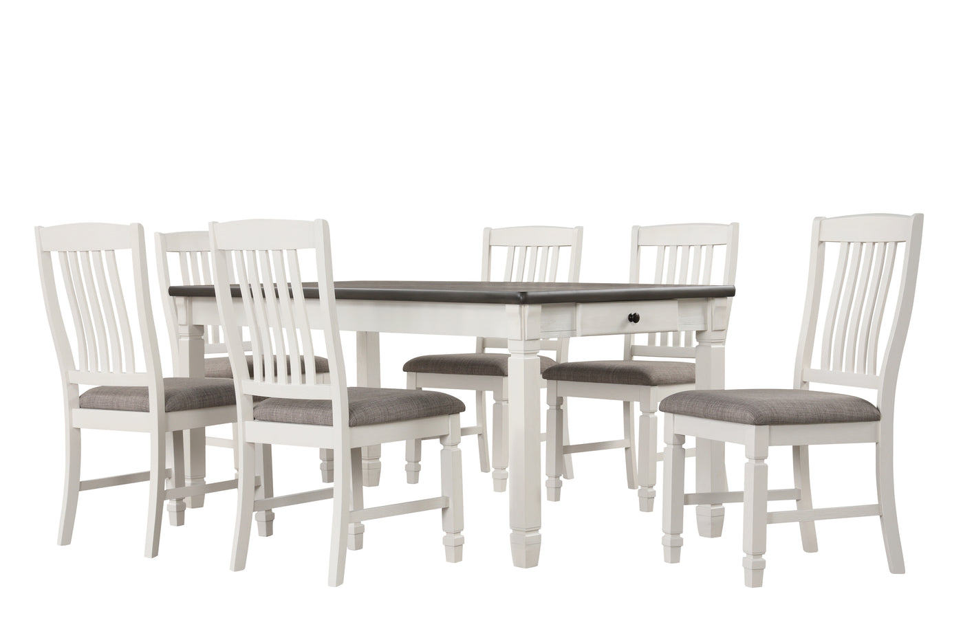 Vespera 7-Piece Dining Set - Brownish Grey, White