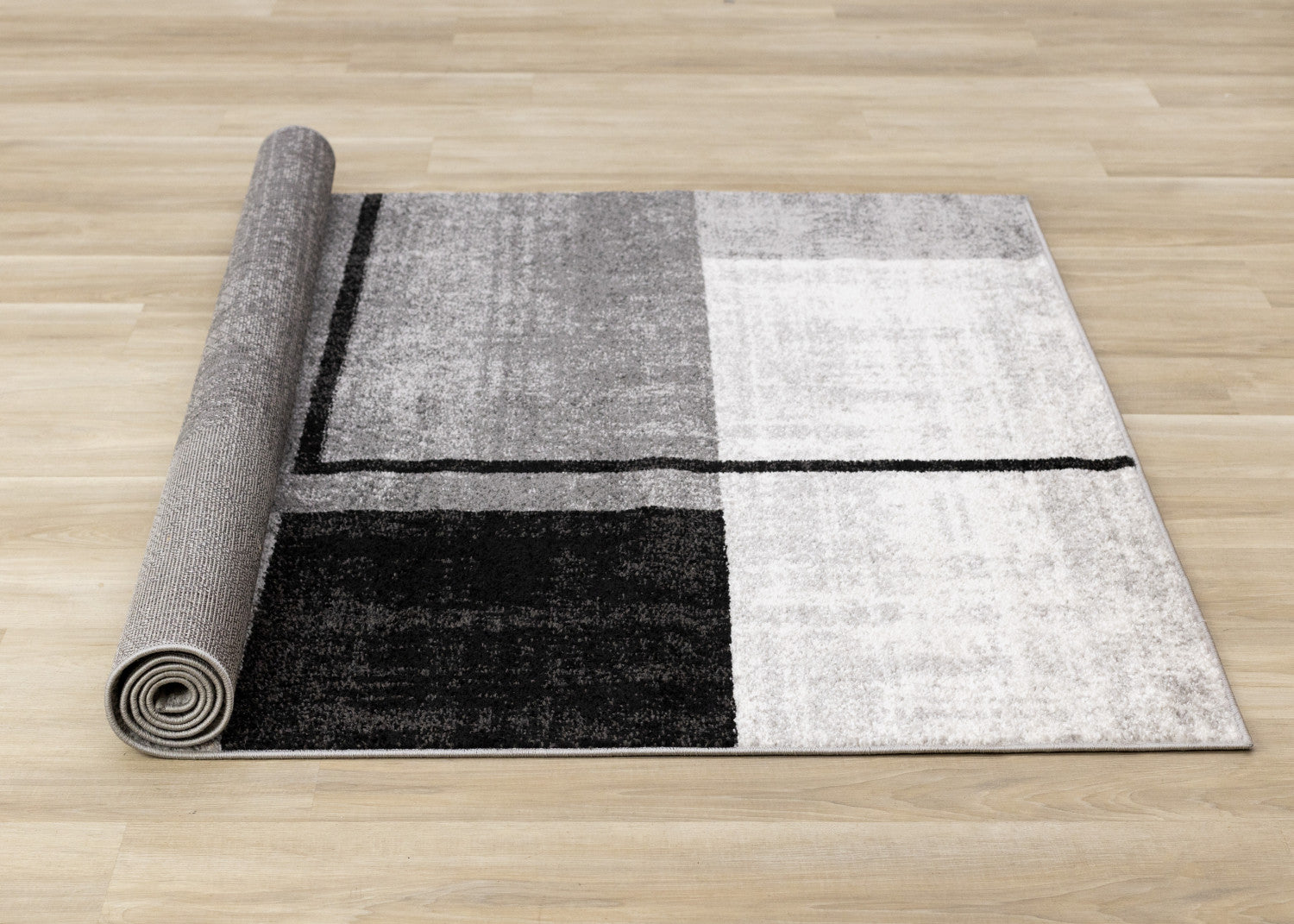 Elise Modern Geometric Area Rug - 8' X 11' - Grey/Black/White