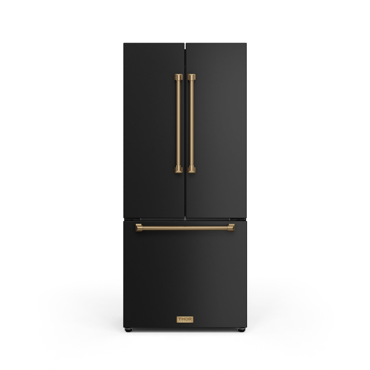 Thor Kitchen - Gordon Ramsay Collection 30" 17.5 Cu. Ft. Matte Black Counter-Depth French Door Refrigerator with Ice Maker - RF3017FFD00-BRZ