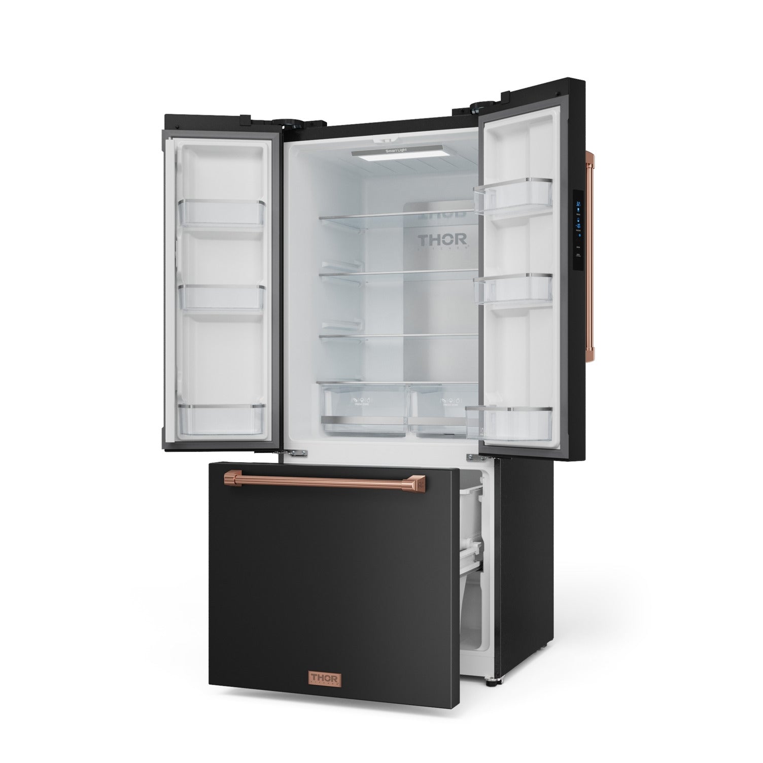 Thor Kitchen - Gordon Ramsay Collection 30" 17.5 Cu. Ft. Matte Black Counter-Depth French Door Refrigerator with Ice Maker - RF3017FFD00-RSG