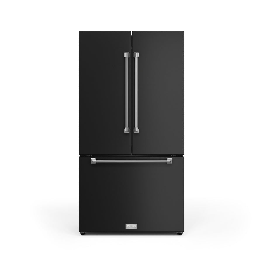 Thor Kitchen - Gordon Ramsay Collection 36" 20.3 Cu. Ft. Matte Black Counter-Depth French Door Refrigerator with Ice Maker - RF3621CTD00-SS