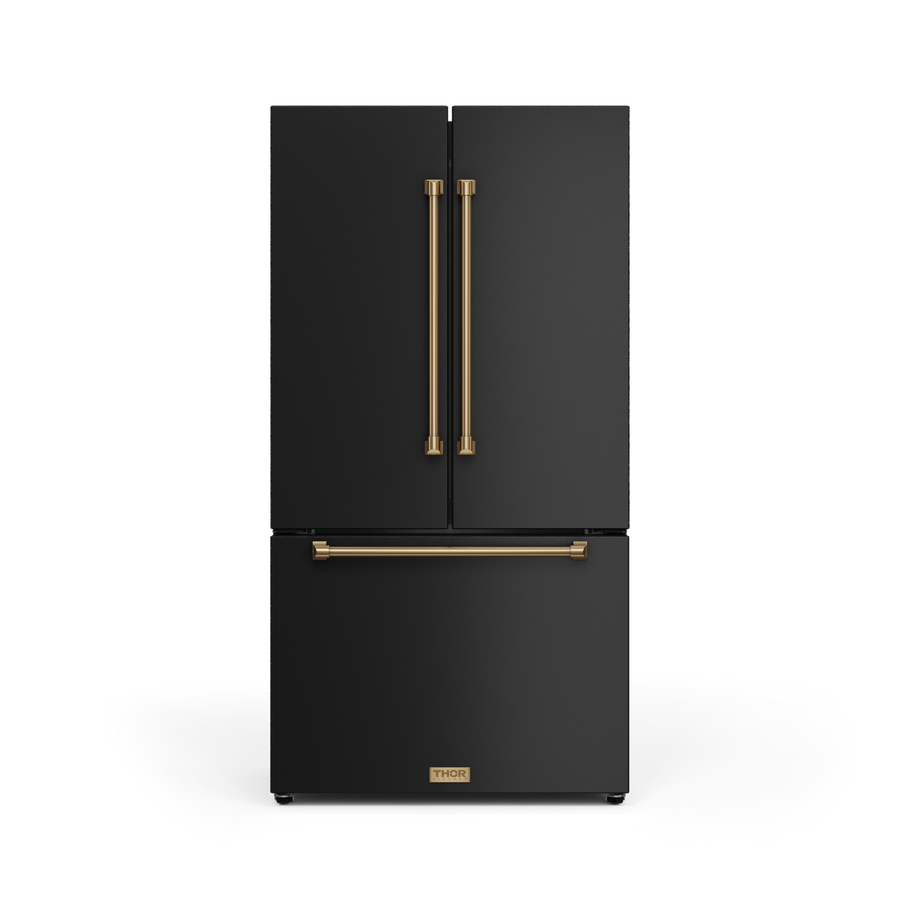 Thor Kitchen - Gordon Ramsay Collection 36" 20.3 Cu. Ft. Matte Black Counter-Depth French Door Refrigerator with Ice Maker - RF3621CTD00-BRZ
