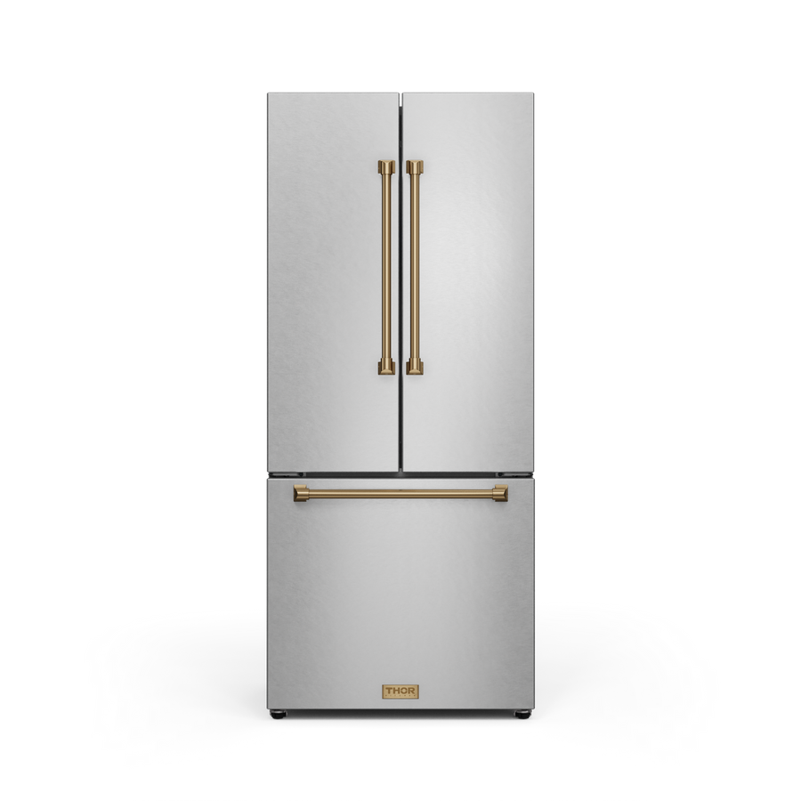 Thor Kitchen - Gordon Ramsay Collection 30" 17.5 Cu. Ft. Stainless Steel Counter-Depth French Door Refrigerator with Ice Maker - RF3017FFD99-BRZ