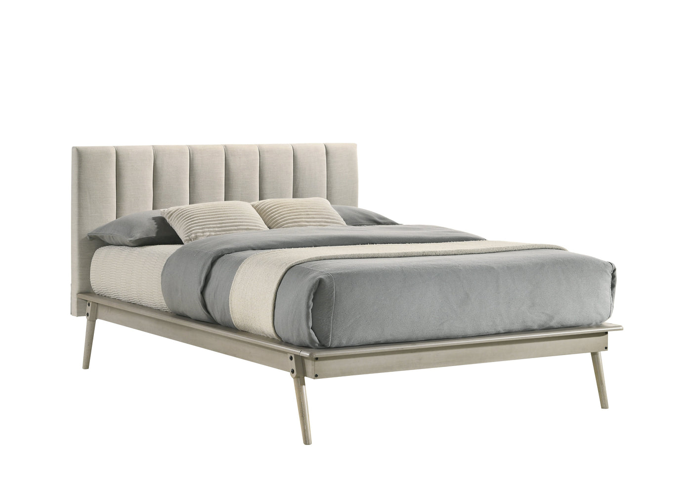 Kaiya 3-Piece Full Upholstered Bed - Antique Grey
