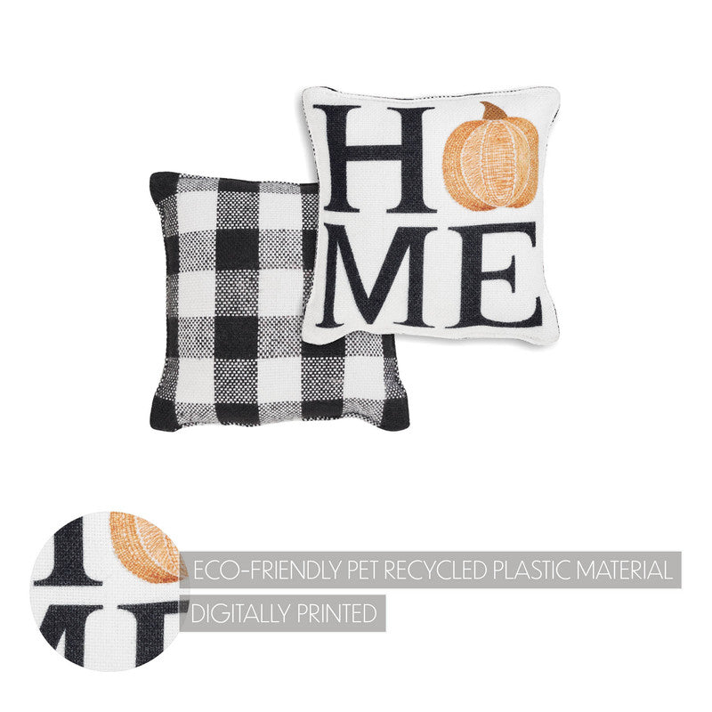 Selena I Home Pumpkin Pillow - Black Check - 6x6