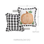 Selena I Pumpkin Pillow - Black Check - 12x12