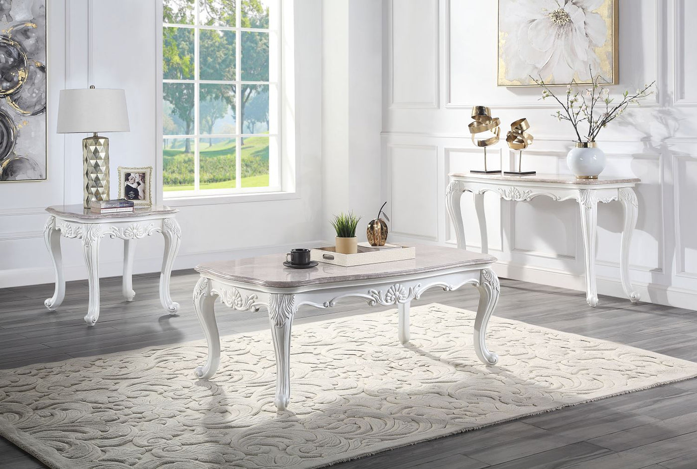 Uppsala Marble Sofa Table - White