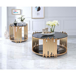 Dais Tempered Glass End Table - Gold