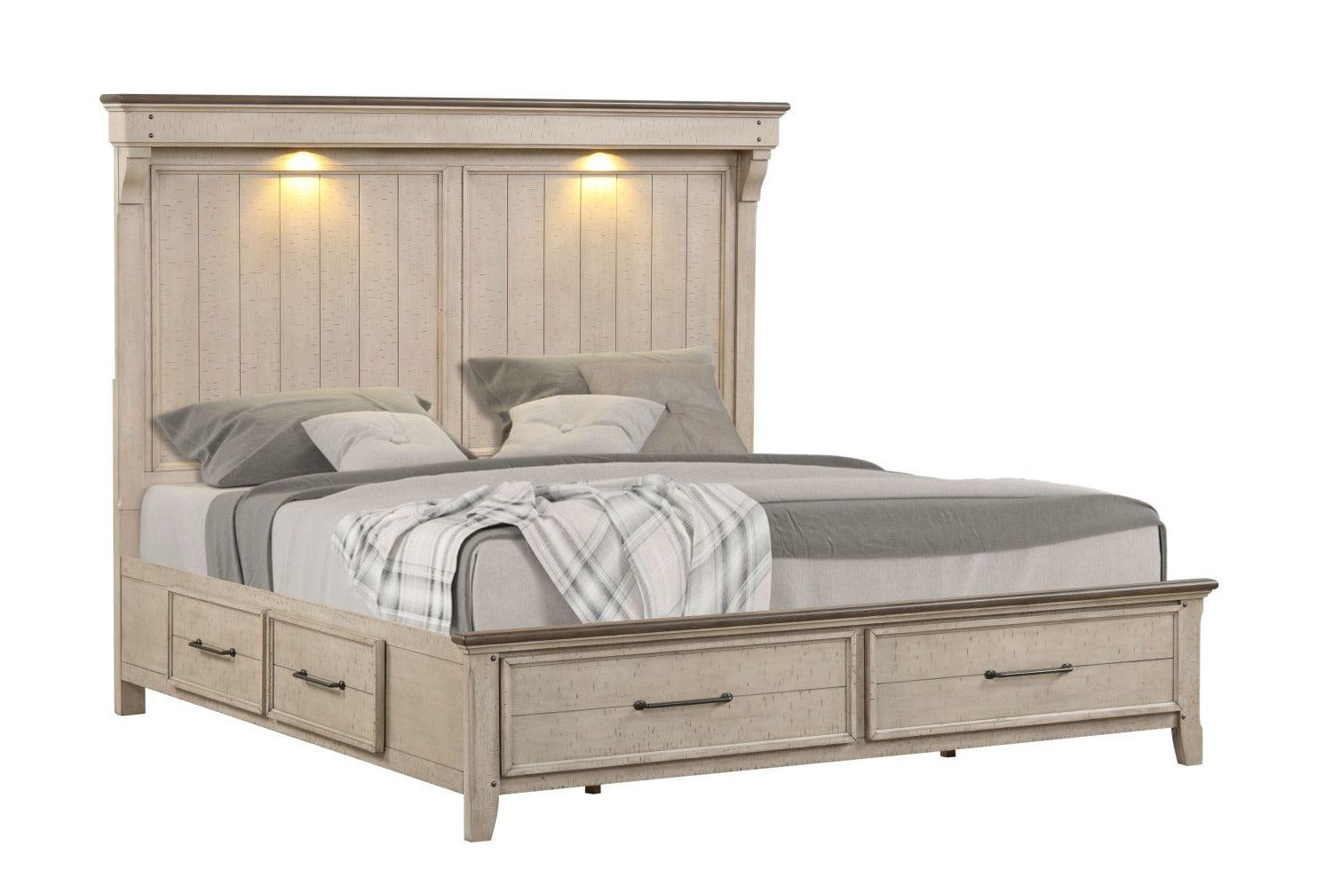 Bungalow 3-Piece King Storage Bed - Brown, Light Grey