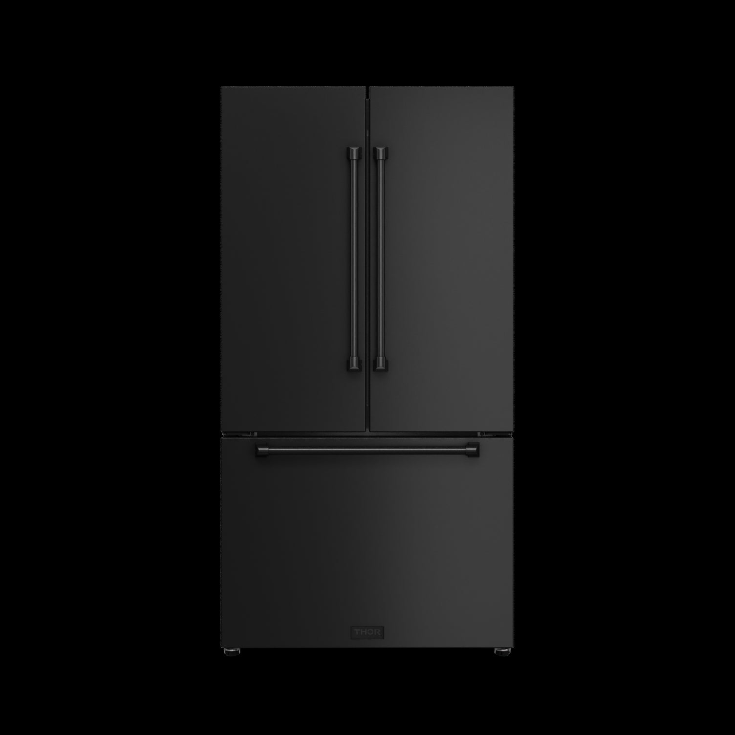 Thor Kitchen - Gordon Ramsay Collection 36" 20.3 Cu. Ft. Matte Black Counter-Depth French Door Refrigerator with Ice Maker - RF3621CTD00