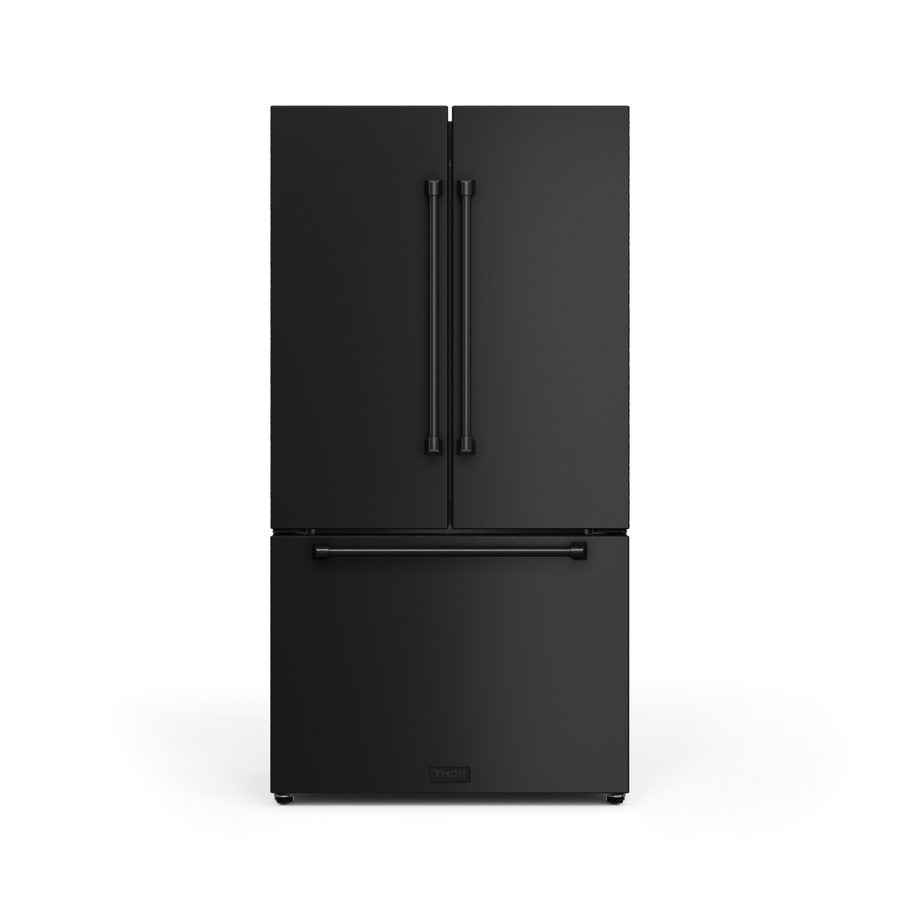 Thor Kitchen - Gordon Ramsay Collection 36" 20.3 Cu. Ft. Matte Black Counter-Depth French Door Refrigerator with Ice Maker - RF3621CTD00