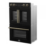 Forno Asti Black 30" French Door Double Wall Oven With Dual True Convection And Air Fry (7.36 Cu. Ft.) - FBOEL1340-30BLK