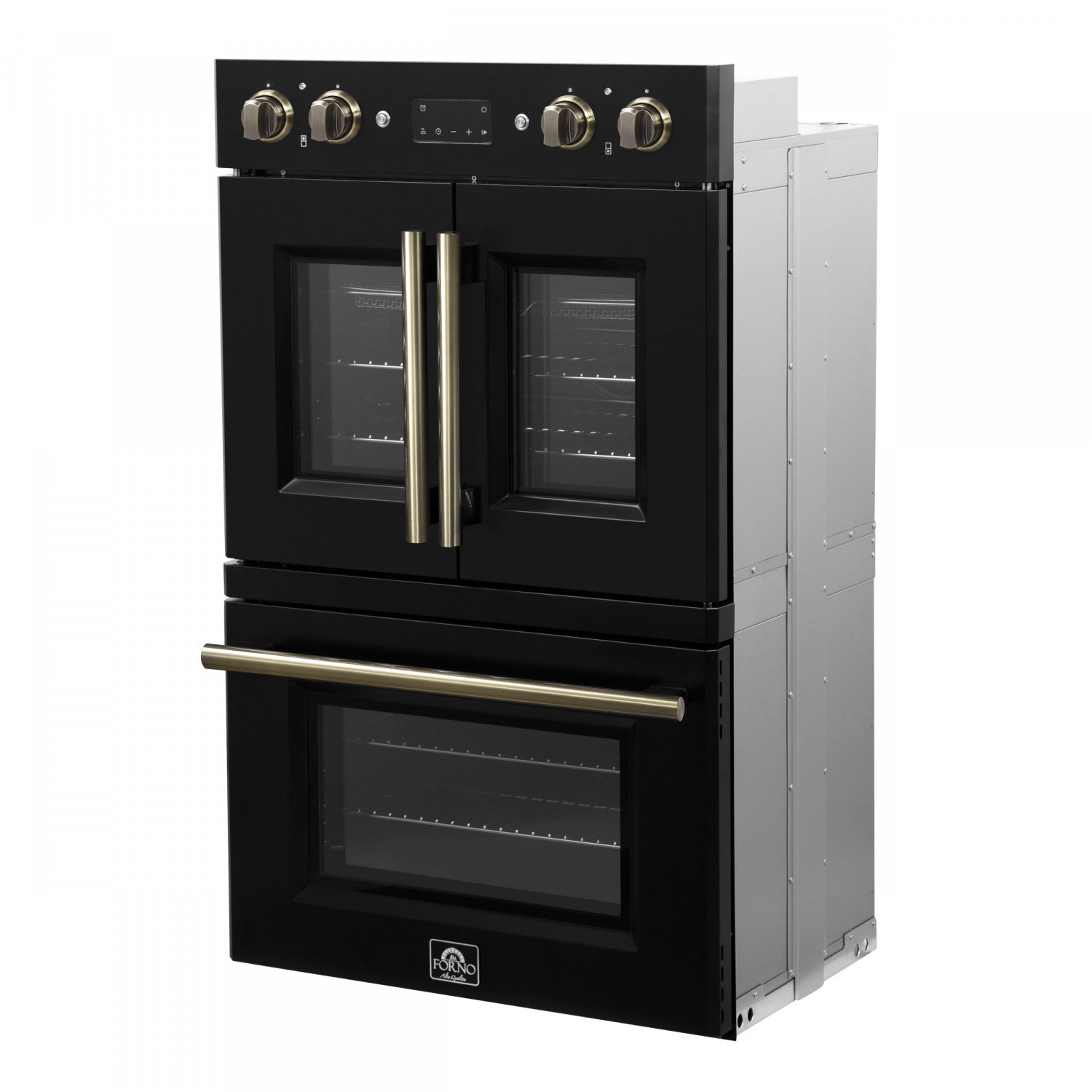 Forno Asti Black 30" French Door Double Wall Oven With Dual True Convection And Air Fry (7.36 Cu. Ft.) - FBOEL1340-30BLK