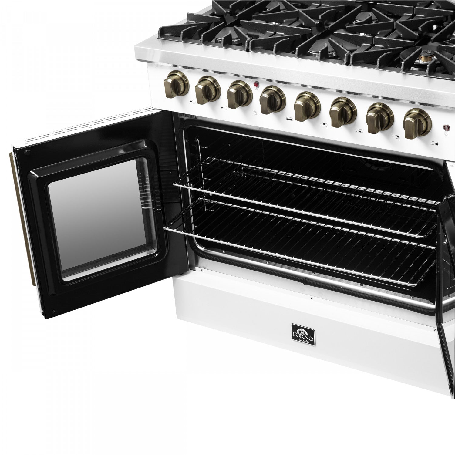 Forno Galiano 36" White French Door Dual Fuel Range with True Convection (5.36 Cu. Ft.) - FFSGS6356-36WHT