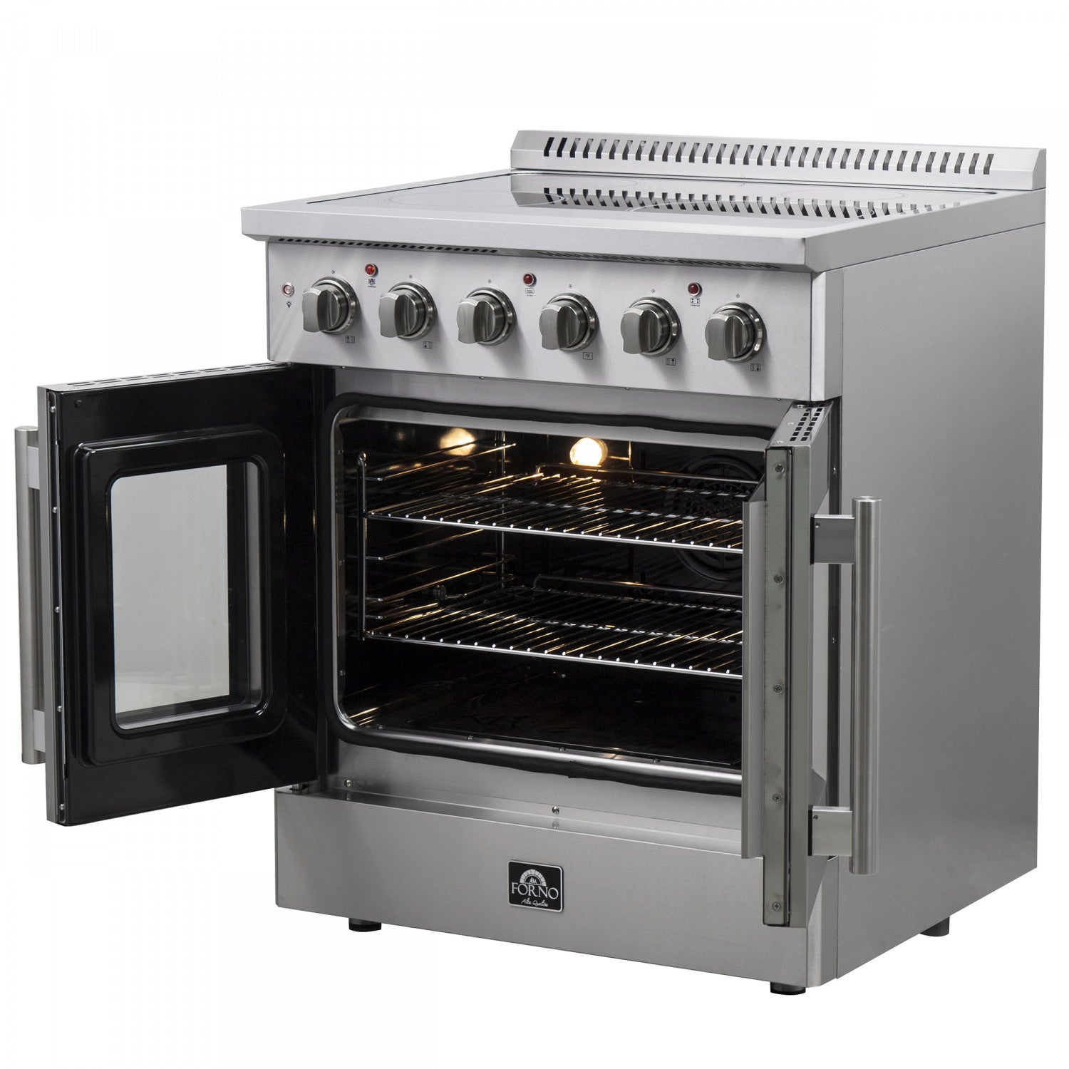 Forno Galiano 30" Stainless Steel French Door Electric Range with True Convection and Air Fry (4.32 Cu. Ft.) - FFSEL6917-30