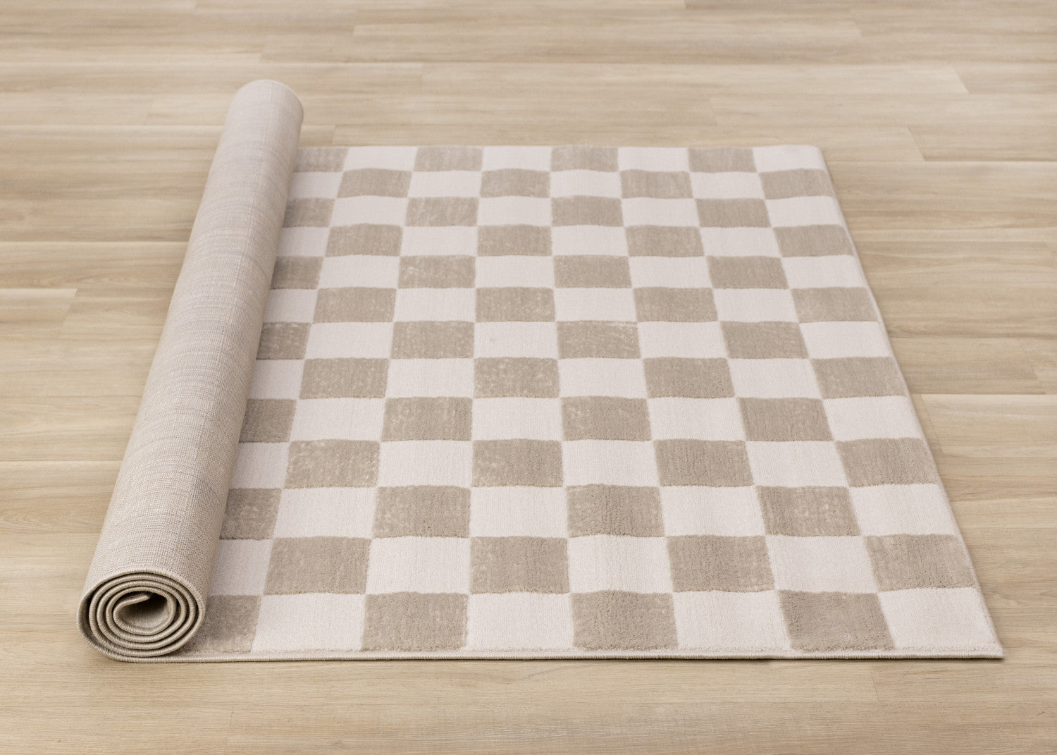 Logan Modern Checkered Area Rug - 8' X 11' - Beige/Cream