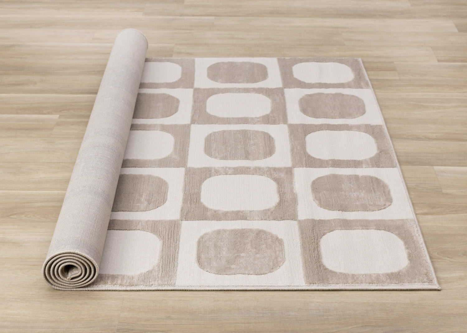 Logan Contemporary Modern Area Rug - 5' X 8' - Beige/Cream