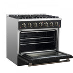 Forno Galiano 36" Black Freestanding Gas Range (5.36 Cu. Ft.) - FFSGS6244-36BLK