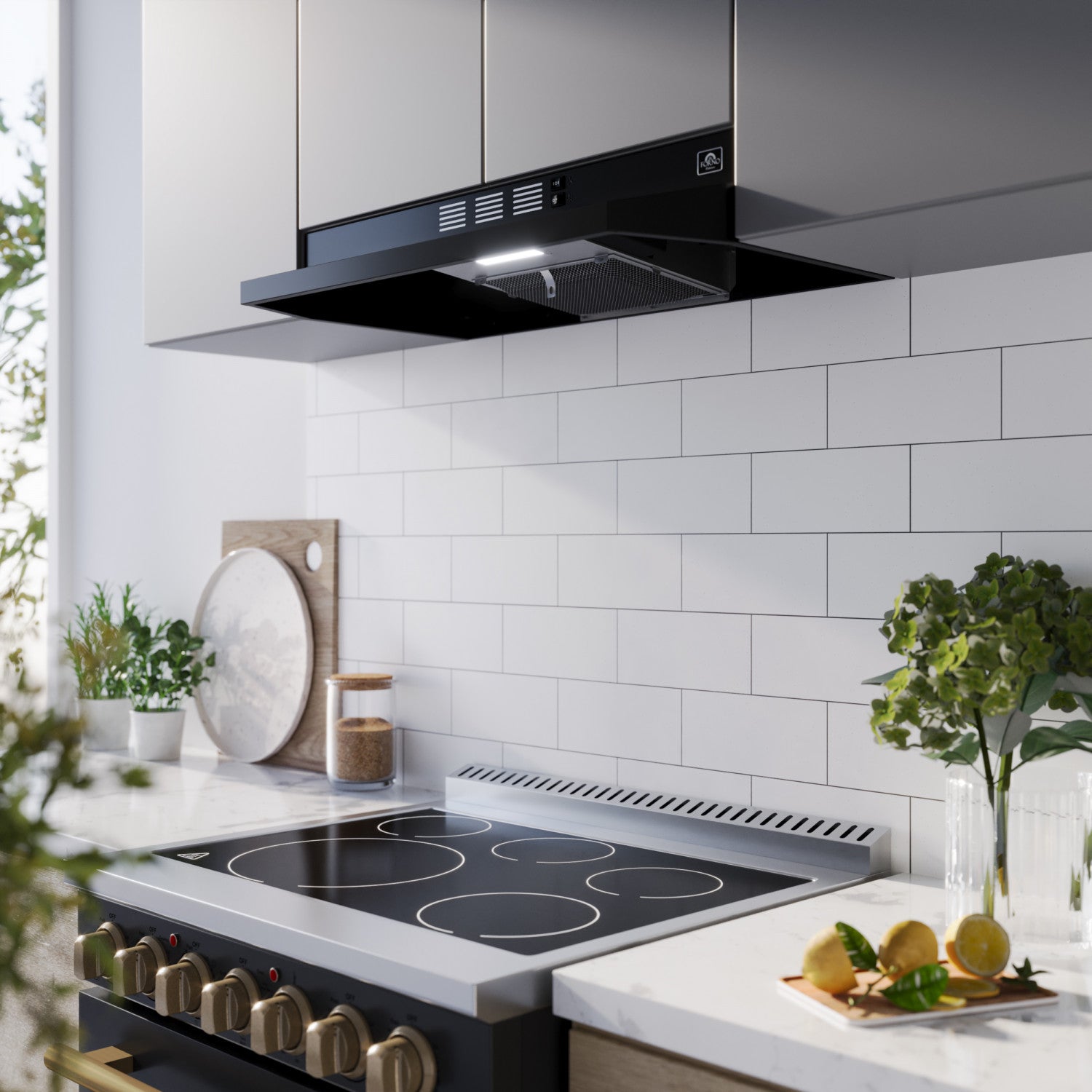 Forno Cappa Black 30" 200 CFM Under Cabinet Range Hood - FRHUC5200-30BLK