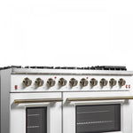 Forno Galiano 48" White Freestanding Double Oven Gas Range (6.58 Cu. Ft.) - FFSGS6244-48WHT