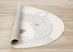 Kids Teddy Bear Area Rug - 5ft Round - Cream/Grey