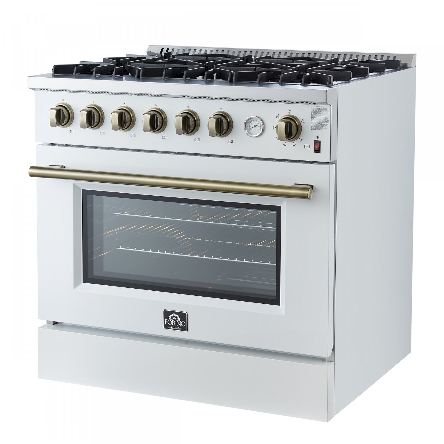 Forno Marco 36" White Freestanding Gas Range (5.36 Cu. Ft.) - FFSGS6277-36WHT