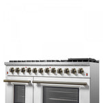 Forno Galiano 48" White Freestanding Dual Fuel Double Oven Range with True Convection (6.58 Cu. Ft.) - FFSGS6156-48WHT