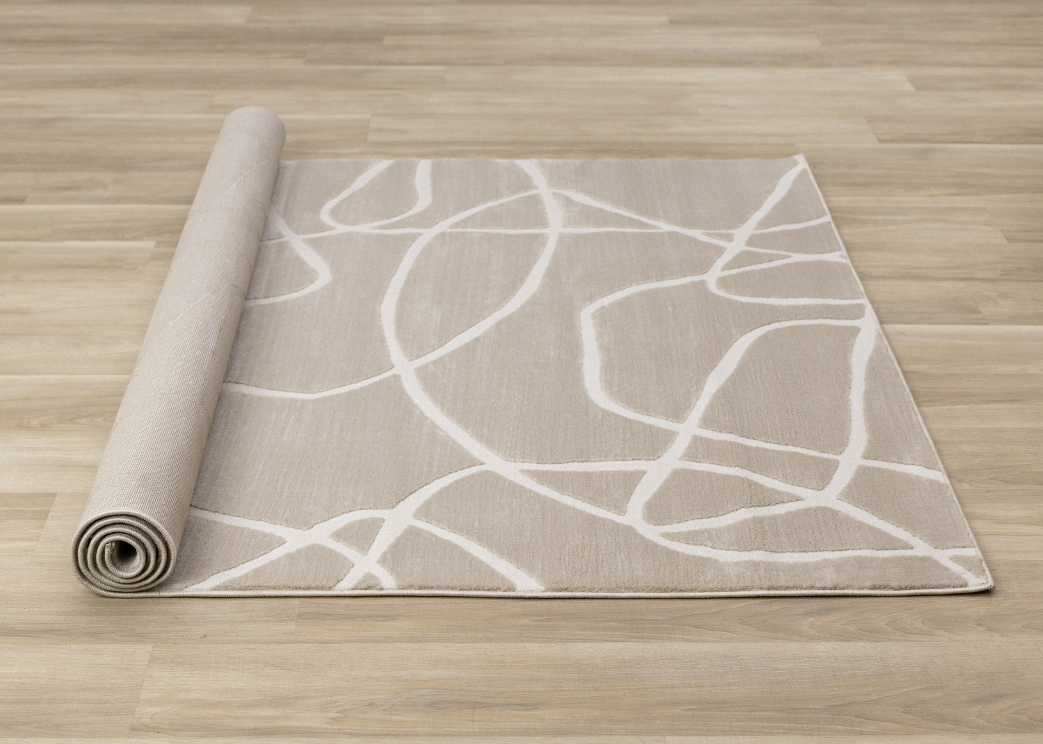 Logan Contemporary Swirls Area Rug - 7' X 10' - Beige/Cream