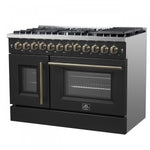 Forno Galiano 48" Black Freestanding Dual Fuel Double Oven Range with True Convection (6.58 Cu. Ft.) - FFSGS6356-48BLK