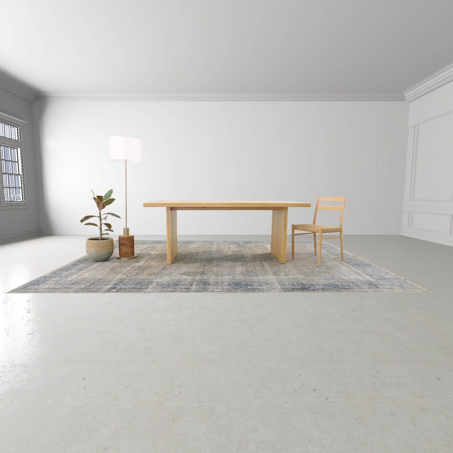 Wynmere Mixed Grass And Concrete Pot - Grey/Beige