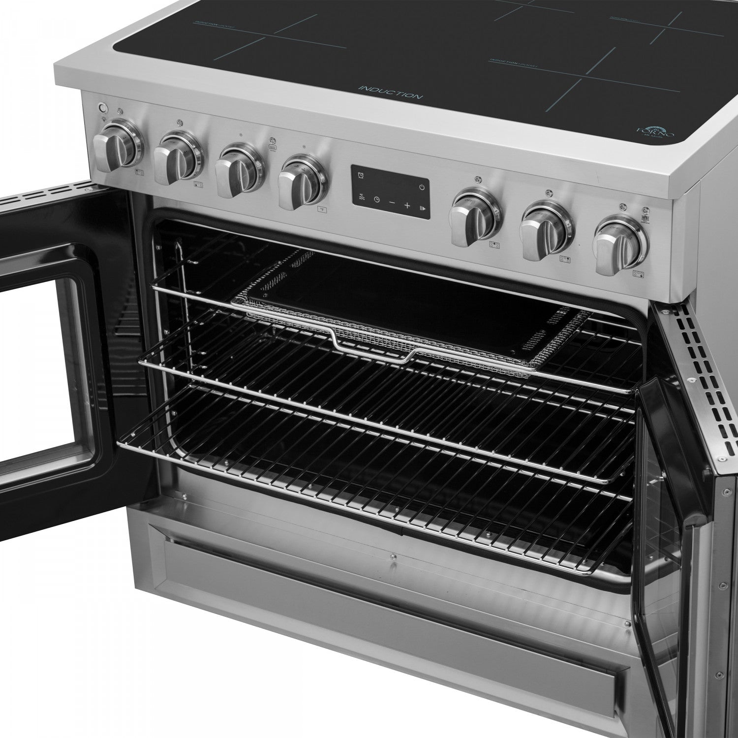 Forno Torino Stainless Steel 36" True Convection Induction Range with Air Fry and Air Sous Vide (5.36 Cu. Ft.) - FFSIN0950-36