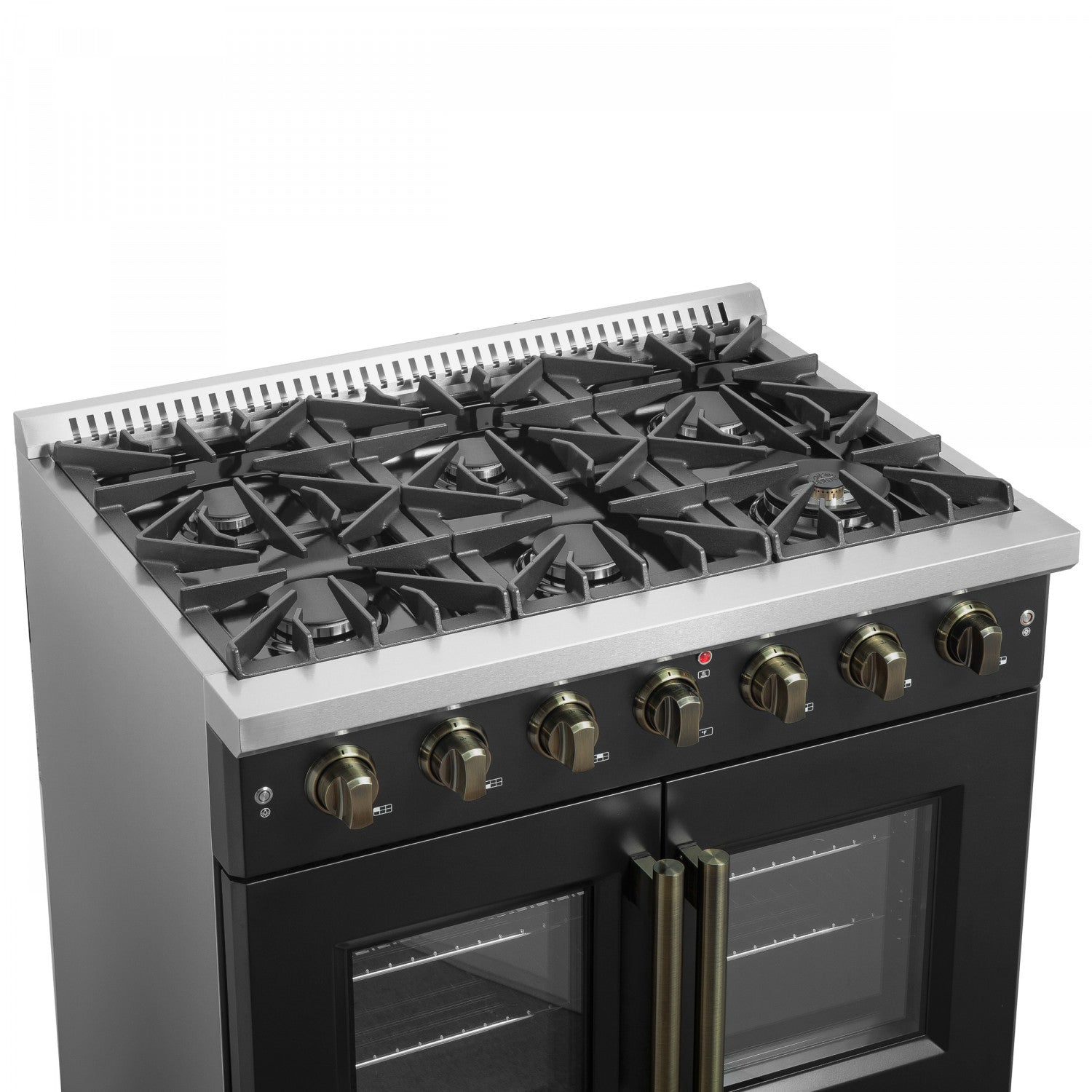 Forno Galiano 36" Black French Door Freestanding Gas Range (5.36 Cu. Ft.) - FFSGS6444-36BLK