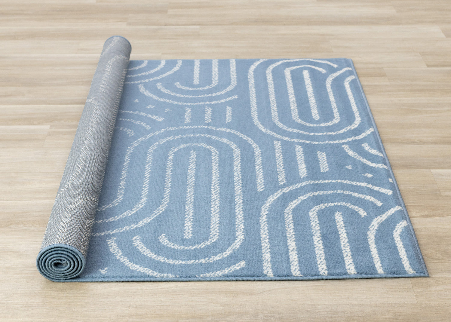 Functional Modern Links Area Rug - 8' X 11' - Blue/Cream