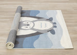 Kids Baby Penguin Area Rug - 5' X 8' - Grey/Blue