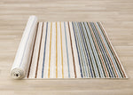 Nora Casual Contemporary Striped Area Rug - 8' X 11' - Cream/Blue/Yellow