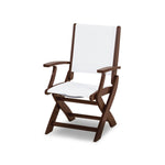 POLYWOOD® Coastal Folding Chair - Satin Mahogany/Mahogany/White Sling