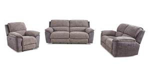 Vandelay Ens. Sofa, causeuse et fauteuil inclinables électriques - gris et brun 